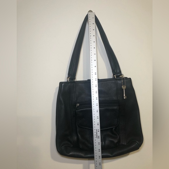 VINTAGE FOSSIL 1954 PEBBLED BLACK LEATHER SHOULDER BAG, #75082, LIKE NEW - Picture 10 of 11